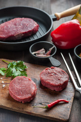 Steaks on cutting board