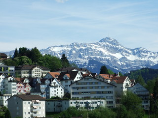 The typical landscape of Herisau (Canton Appenzell Ausserrhoden, Switzerland)