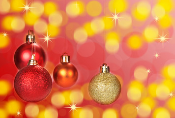 Christmas balls decoration on abstract bokeh background