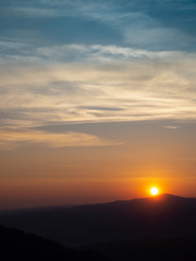 Fototapeta na wymiar Sunset over Western Beskids. View of Gorce Mountains, Luban Mount. View from Mount Jarmutka, Pieniny, Poland.