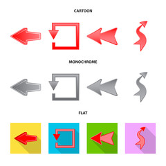 Vector design of element and arrow symbol. Set of element and direction stock vector illustration.