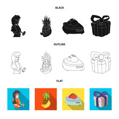 Vector illustration of food and drink sign. Set of food and store stock symbol for web.