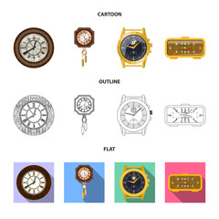 Naklejka premium Isolated object of clock and time icon. Set of clock and circle stock vector illustration.