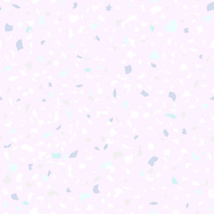 Vector seamless terrazzo pattern. Marble mosaic flooring with natural stones, granite, concrete. Light pink background, natural pastel colors