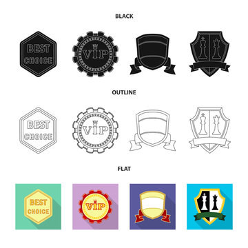 Vector illustration of emblem and badge icon. Set of emblem and sticker stock vector illustration.