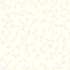 Vector seamless terrazzo pattern. Marble mosaic flooring with natural stones, granite, concrete, quartz. Yellow background, white, orange, pink chips
