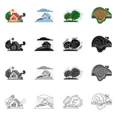 Isolated object of natural and disaster icon. Set of natural and risk stock symbol for web.