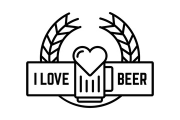 Love beer badge logo design vector illustration