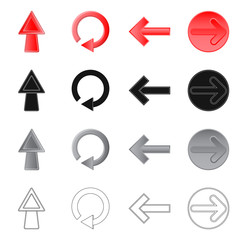 Vector illustration of element and arrow logo. Collection of element and direction stock vector illustration.