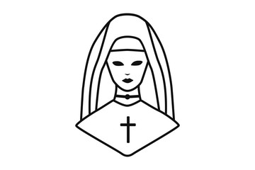 Nun vector illustration of sisters of the Church