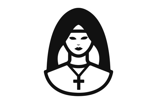 nun praying clipart black