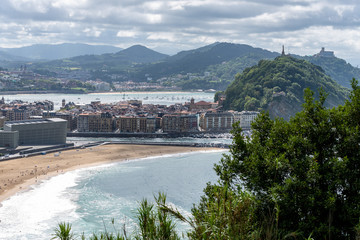 Fototapeta premium view over the two bays of San Sebastian