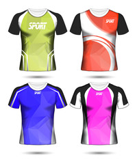 Set of Soccer sport t-shirt layout design poly template and polo shirt vector illustration