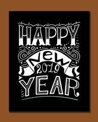 Vintage Happy New Year lettering. Vector illustration. Happy New Year retro postcard. Quote isolated on background.