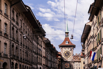 Fototapeta na wymiar Astronomical Zytglogge clock tower in old town of Bern, Switzerland