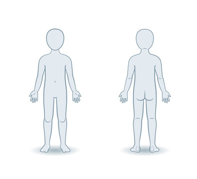 Vector silhouettes of child front and back view