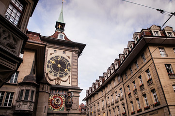 Astronomical Zytglogge clock tower in old town of Bern, Switzerland