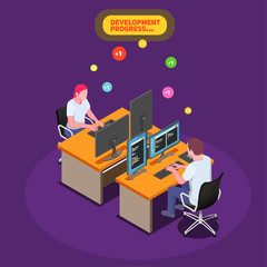 Obraz premium Game Development Isometric Background 