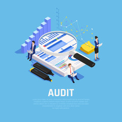 Audit Accounting Isometric Composition