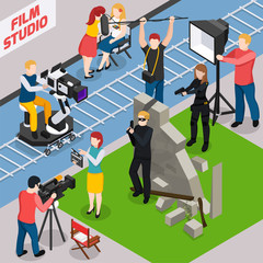 Film Studio Isometric Composition