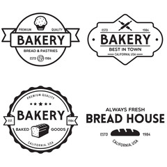 Obraz premium Bakery logotypes set. Bakery vintage design elements, logos, badges, labels, icons and objects. Bread house.