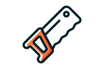 Hand saw for wood, flat icon illustration