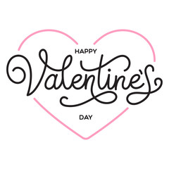 Happy Valentines Day romantic greeting card, typography poster with modern calligraphy. Retro vintage style.