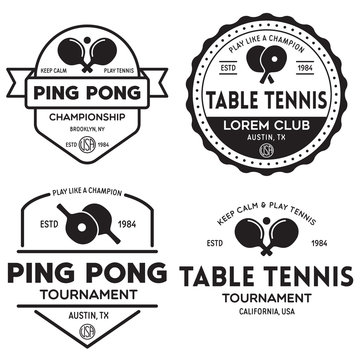 Printvector set of ping pong logos, emblems and design elements. table tennis logotype templates and badges.