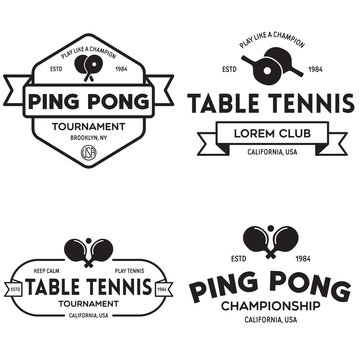 Printvector set of ping pong logos, emblems and design elements. table tennis logotype templates and badges.
