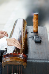 Local close-up of Chinese traditional instrument Guqin - 238007644