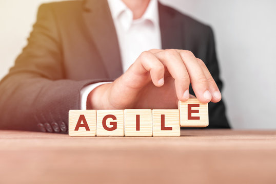 Man made word AGILE with wood blocks