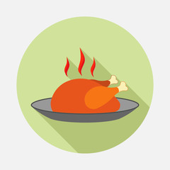 icon chicken plate, flet design, cooked poultry © dream_master