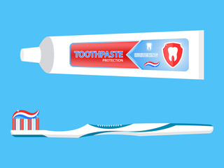 Toothbrush and toothpaste Icon Illustration Vector