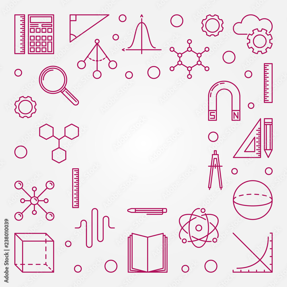 Poster stem red square frame with white background. vector concept illustration in thin line style
