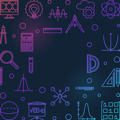 STEM square colored frame - vector education concept outline illustration on dark background