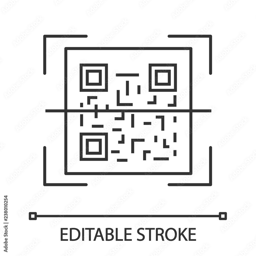 Poster qr code scanning linear icon