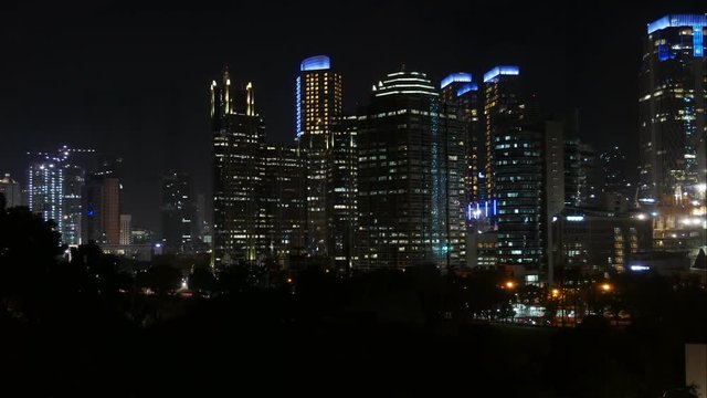 Timelapes of skyscrapers and traffic in Jakarta, Indonesia