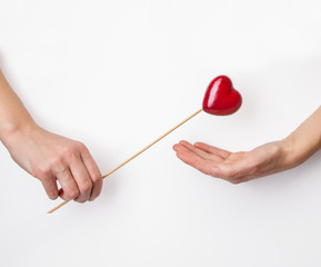 Man presents palm with love sign symbol.