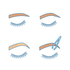 Eyebrows shaping color icons set