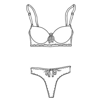Vector Sketch Women Lingerie. Female Underwear.