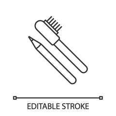Eyebrow pencils with brush linear icon