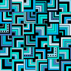 Seamless geometric pattern background with squares, circles and triangles