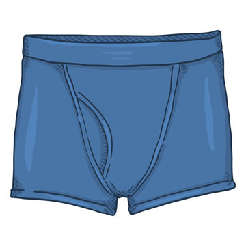Vector Cartoon Blue Men Underwear. Male Short Briefs.