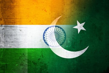 India and Pakistan grunge flag mix
