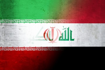 Iran and Iraq grunge flag mix