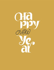 Happy new year lettering and card