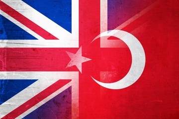 UK and Turkey grunge flag mix