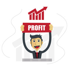 Businessman Vector Illustration with Profit Progress Concept.