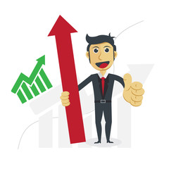 Businessman Vector Illustration with Profit Progress Concept.