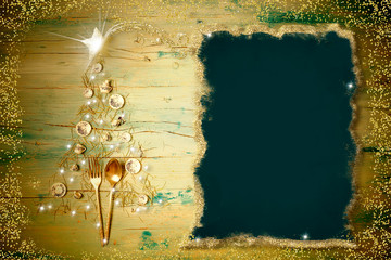 Christmas menu dinner background. Christmas tree,